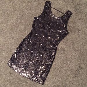 [SOLD] Silver Sequin Dress. Great for a celebration or night out.
